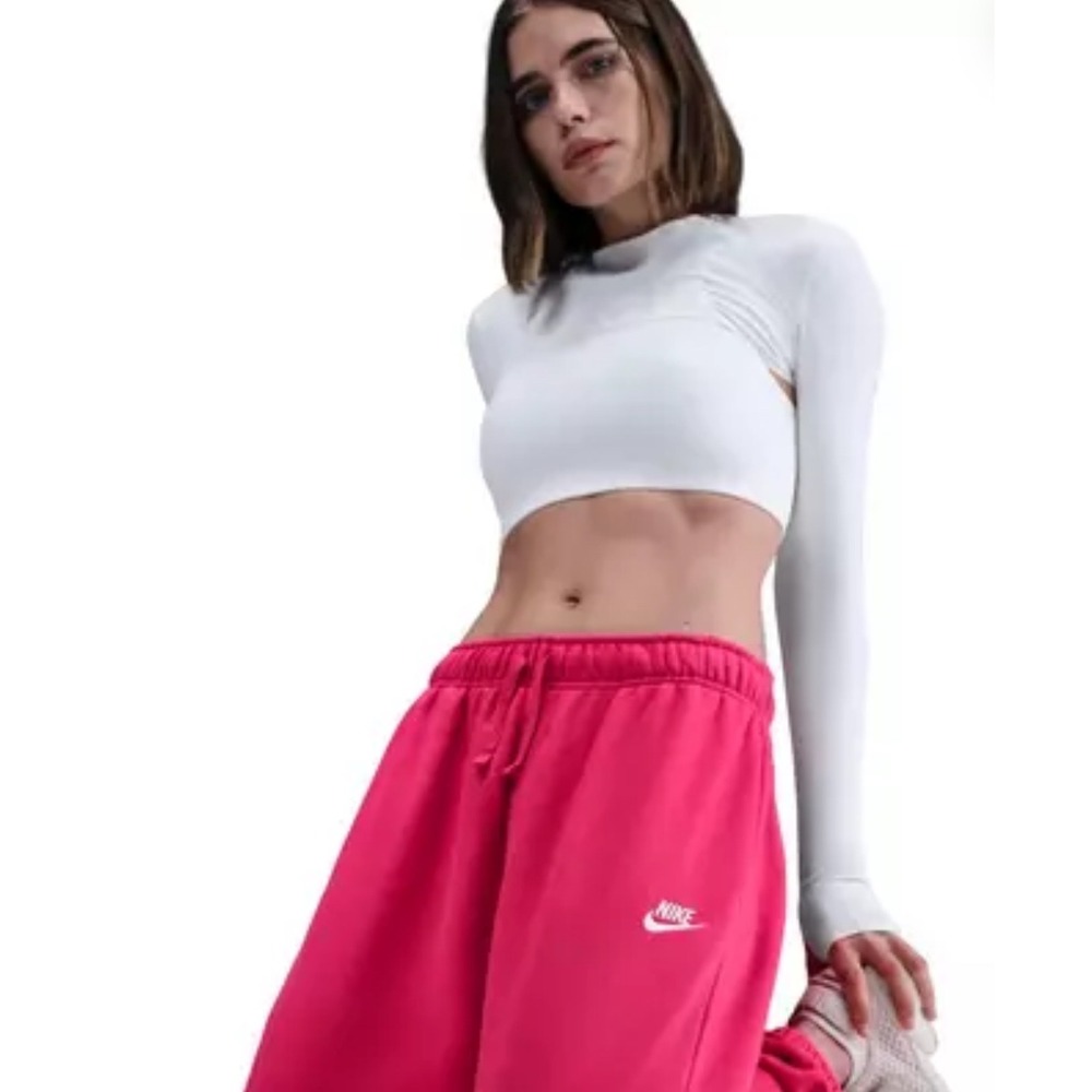 Nike sz S Oversized Berry Pink High Rise Baggy Drawstring Sweatpants Pockets